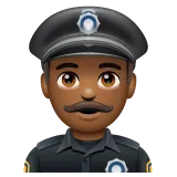 police officer: medium-dark skin tone สำหรับแพลตฟอร์ม Whatsapp
