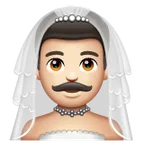 man with veil: light skin tone for Whatsapp platform