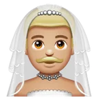 man with veil: medium-light skin tone til Whatsapp platform