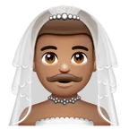 man with veil: medium skin tone for Whatsapp platform