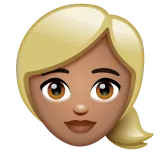 woman: medium skin tone, blond hair สำหรับแพลตฟอร์ม Whatsapp