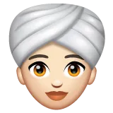 woman wearing turban: light skin tone untuk platform Whatsapp
