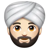 person wearing turban: light skin tone สำหรับแพลตฟอร์ม Whatsapp