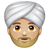 person wearing turban: medium-light skin tone สำหรับแพลตฟอร์ม Whatsapp