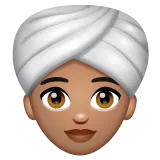 woman wearing turban: medium skin tone สำหรับแพลตฟอร์ม Whatsapp