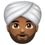 man wearing turban: medium-dark skin tone til Whatsapp platform