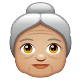 old woman: medium-light skin tone untuk platform Whatsapp