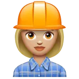 woman construction worker: medium-light skin tone สำหรับแพลตฟอร์ม Whatsapp
