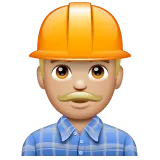 construction worker: medium-light skin tone สำหรับแพลตฟอร์ม Whatsapp