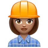 woman construction worker: medium skin tone สำหรับแพลตฟอร์ม Whatsapp