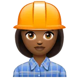 woman construction worker: medium-dark skin tone สำหรับแพลตฟอร์ม Whatsapp