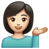 woman tipping hand: light skin tone for Whatsapp platform