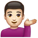 Whatsapp 플랫폼을 위한 man tipping hand: light skin tone