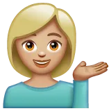 woman tipping hand: medium-light skin tone til Whatsapp platform