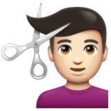 Whatsapp platformu için man getting haircut: light skin tone