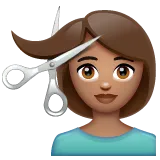Whatsapp 플랫폼을 위한 person getting haircut: medium skin tone