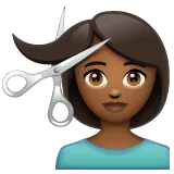 person getting haircut: medium-dark skin tone untuk platform Whatsapp