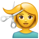 woman getting haircut för Whatsapp-plattform
