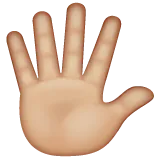 hand with fingers splayed: medium-light skin tone per la piattaforma Whatsapp