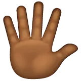 hand with fingers splayed: medium-dark skin tone สำหรับแพลตฟอร์ม Whatsapp