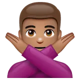 man gesturing NO: medium skin tone لمنصة Whatsapp