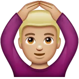 man gesturing OK: medium-light skin tone for Whatsapp platform