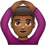man gesturing OK: medium-dark skin tone for Whatsapp platform