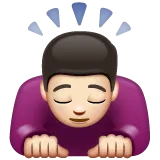 person bowing: light skin tone für Whatsapp Plattform