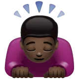 man bowing: dark skin tone for Whatsapp platform