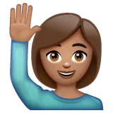 Whatsapp platformu için woman raising hand: medium skin tone