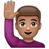 man raising hand: medium skin tone для платформы Whatsapp