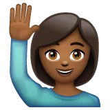 Whatsapp cho nền tảng woman raising hand: medium-dark skin tone