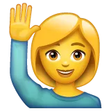 woman raising hand voor Whatsapp platform