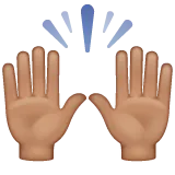 Whatsapp 플랫폼을 위한 raising hands: medium skin tone