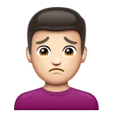 man frowning: light skin tone for Whatsapp platform