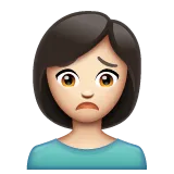 person frowning: light skin tone untuk platform Whatsapp