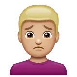 man frowning: medium-light skin tone untuk platform Whatsapp