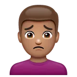 man frowning: medium skin tone voor Whatsapp platform