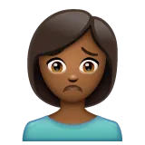 woman frowning: medium-dark skin tone untuk platform Whatsapp