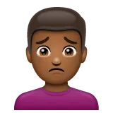 man frowning: medium-dark skin tone untuk platform Whatsapp