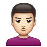 man pouting: light skin tone for Whatsapp platform