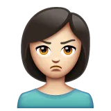 person pouting: light skin tone untuk platform Whatsapp