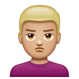 man pouting: medium-light skin tone for Whatsapp platform