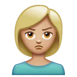person pouting: medium-light skin tone สำหรับแพลตฟอร์ม Whatsapp