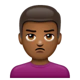 man pouting: medium-dark skin tone til Whatsapp platform