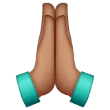 folded hands: medium skin tone pentru platforma Whatsapp