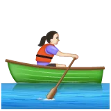 woman rowing boat: light skin tone for Whatsapp platform