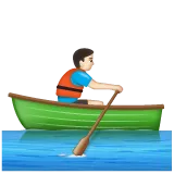 man rowing boat: light skin tone untuk platform Whatsapp