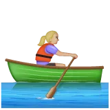 woman rowing boat: medium-light skin tone untuk platform Whatsapp
