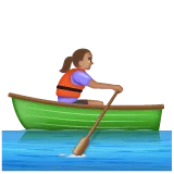 woman rowing boat: medium skin tone voor Whatsapp platform
